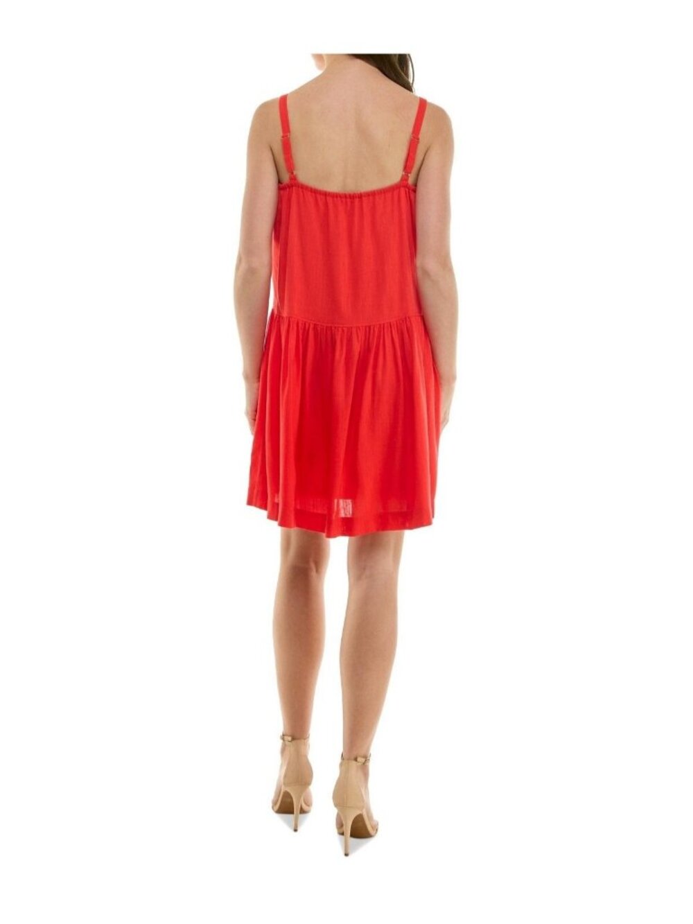 Taylor Womens Petite Pintuck Square Neck Mini Dress Tomato Size 4P NWT - Picture 5 of 7